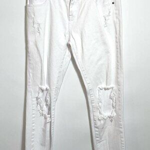 One X One Teaspoon White Cotton Distressed Skinny Leg Jeans Sz 28